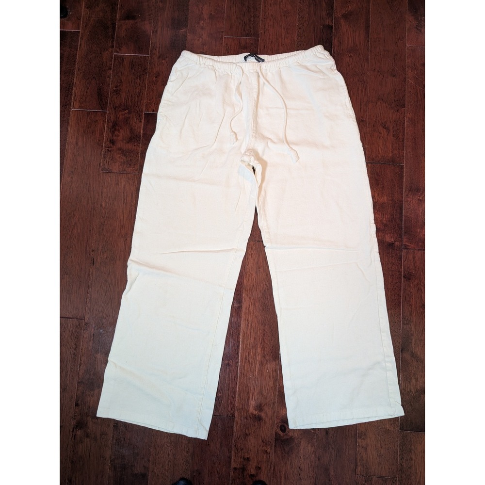 Brandy Melville Anastasia Wide Leg Pants Womens OS Cream Linen Blend Drawstring